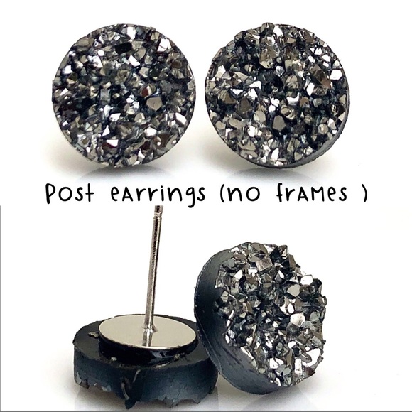 3 for 15🎀 chunky Grey Drusy style earrings - Picture 14 of 15
